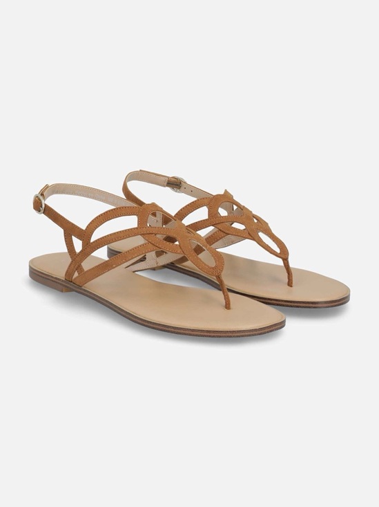 Market & Spruce Shoes - Market & Spruce Irene Tan Strappy Sandals Stitch Fix Thong Flat Size 7.5